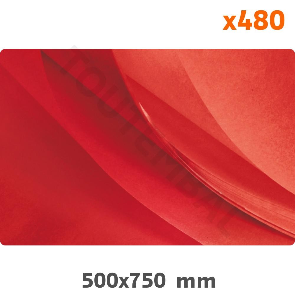 Papier de soie rouge haut de gamme 50x75 cm pour écrins de luxe et protection - 480 u