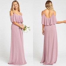 Show Me Your Mumu SMYM Caitlin ruffle maxi dress in antique rose pink NEW XS