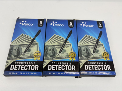Counterfeit Money Detector Perco Pen Marker Round Tip-Bundle of 3-15 Total