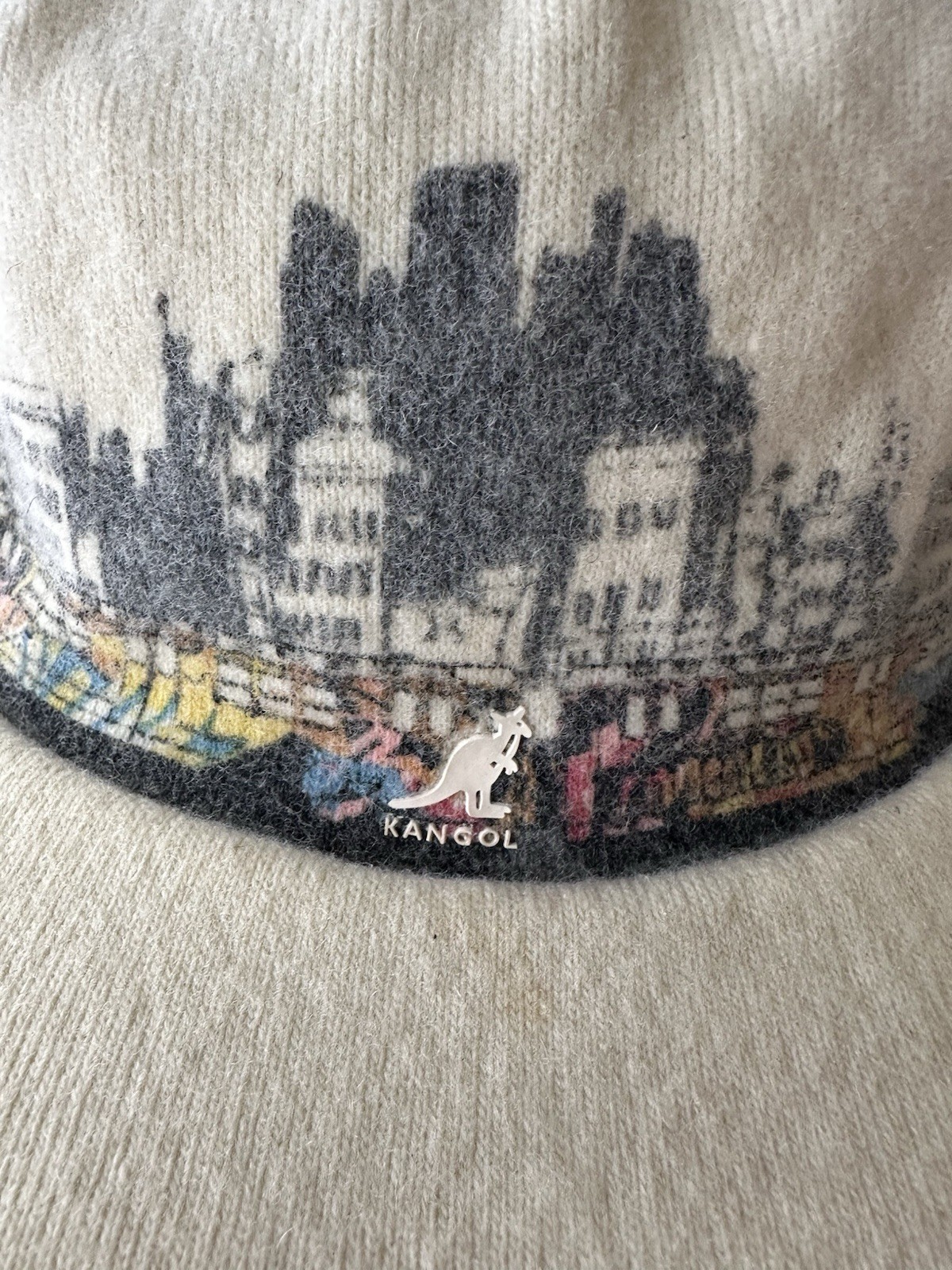 Vintage 90’s Kangol City Line Wool Flexfit Baseball Cap Hat Cream Sz Large RARE image 3