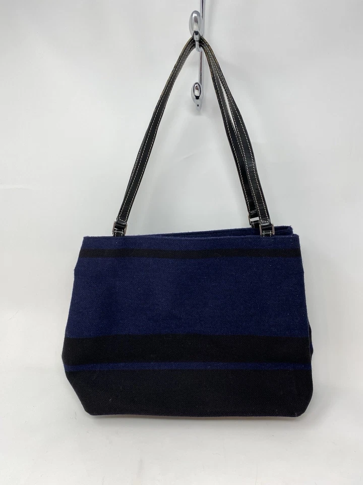 Vintage Kate Spade Handbag Wool Leather Blue Tote Bag Purse Made in Italy Y2K - Image 2 of 4