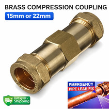 15mm 22mm Compression Slip Emergency Burst Pipe Repair Coupling Brass