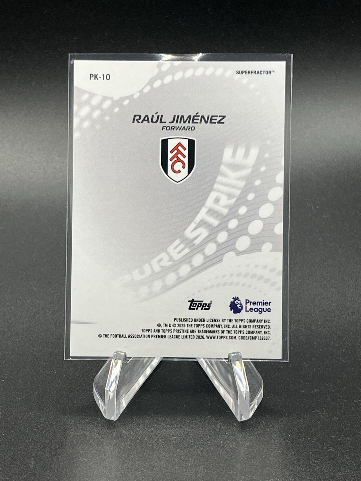 2026 Topps Pristine EPL Raul Jimenez 1/1 Superfractor Fulham view 2