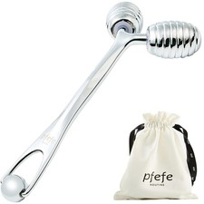 pfefe Facial Roller for Face and Eyes - Unbreakable Massager Tool Silver