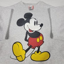 Vintage Mickey Mouse Gray Short Sleeve Crewneck Sweatshirt Sz XL Disney Designs