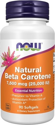NOW FOODS, BETA CAROTENE NATURAL 7500mcg 25 000 IU 90 Weichkapseln SUPER PREIS