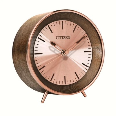 Citizen Workplace Bluetooth Brown Wood & Rose Gold-Tone Desk Clock