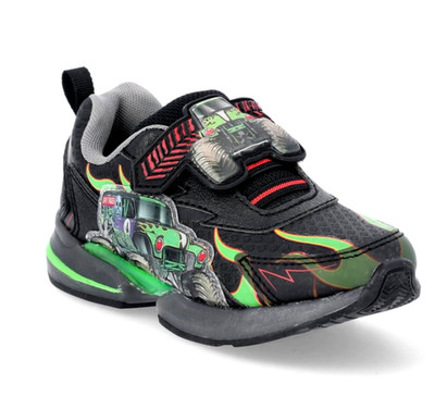 Monster Jam Grave Digger Sneakers Tennis Shoes Toddler Boy Size 7 Truck Light Up