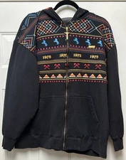 Vintage  Y2K Avirex Full Zip  Hoodie Skull Facemask Sweatshirt Men's Size Large