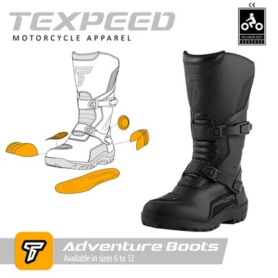 Bottes En Cuir De Moto Imperméables Pour Motard Avec Armure - Photo 1/4