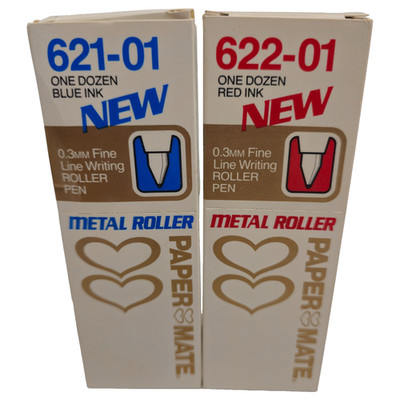 Paper Mate Metal Roller Pen Lot 2 Dozen 0.3mm Fine Line 621-01 622-01 NOS