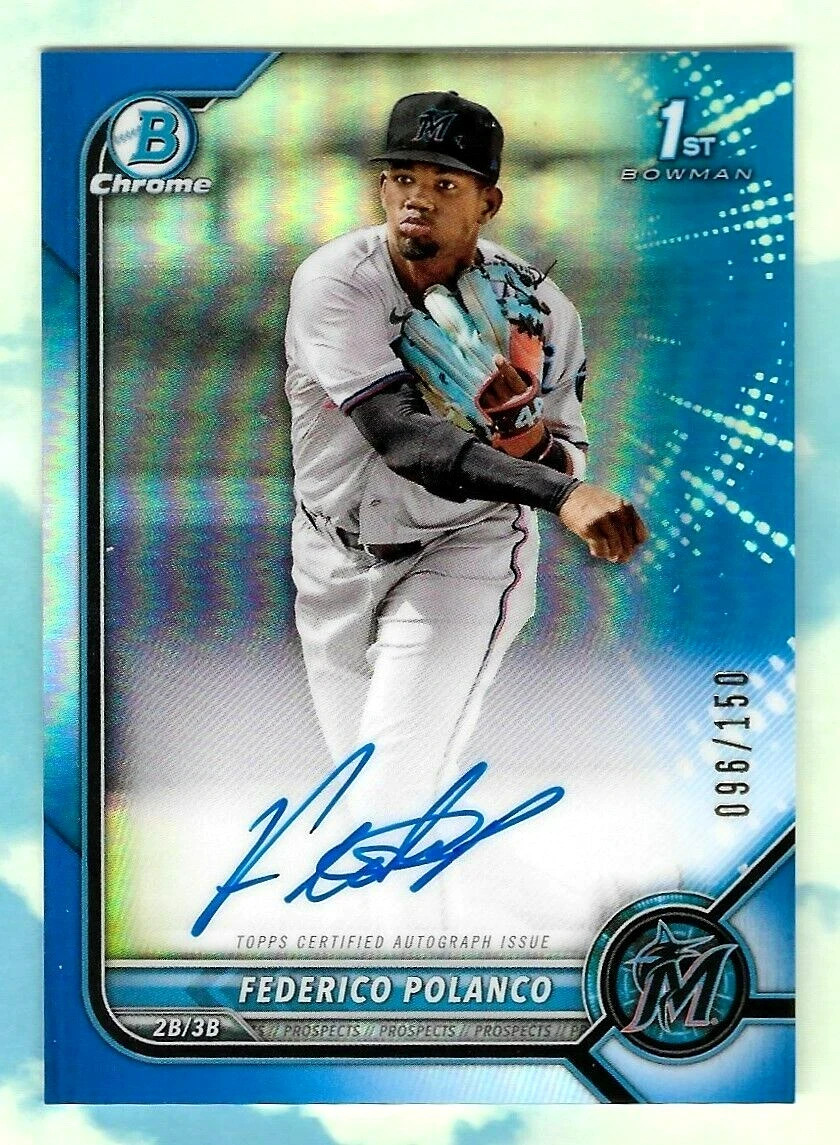 FEDERICO POLANCO 2022 TOPPS BOWMAN CHROME 1ST BLUE SP RC AUTOGRAPH AUTO #D /150!