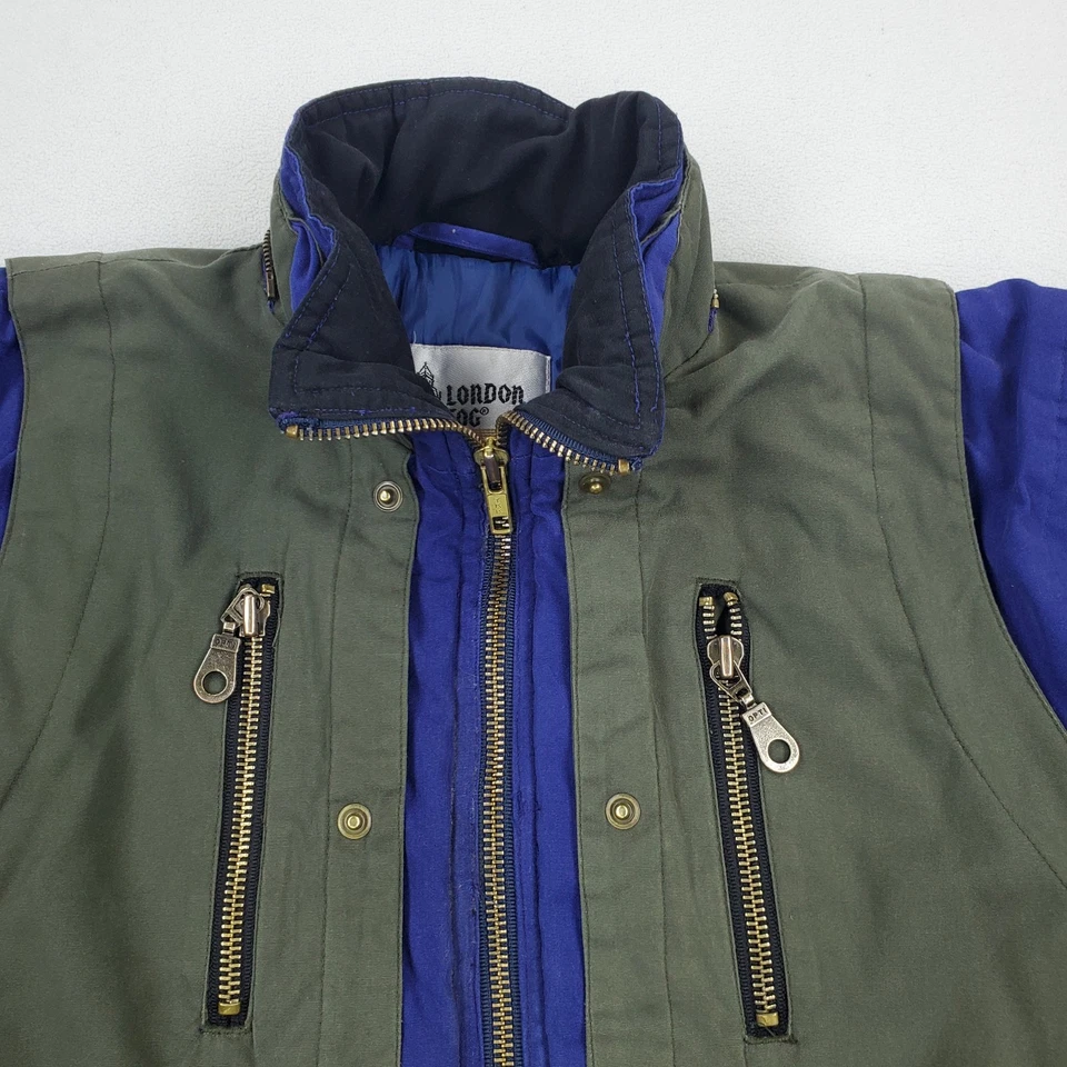 Abrigo Parka acolchada vintage años 80 90 Londres niebla niños jóvenes talla M (5-6) bloques de colores Foto 2 de 4