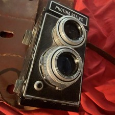 Photina Reflex Vintage TLR Twin Lens Reflex Camera Black 120 Film w/ Case