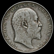 1903 Edward VII Silver Half Crown, Very Rare, VF