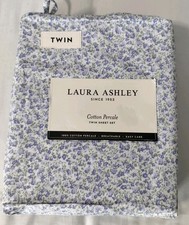 Laura Ashley Twin Cotton Percale Sheet Set Purple Floral Cottagecore NWT