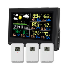 Smart Wireless Weather Station with 3 Sensors Large Color Display Indoor Outdoor
