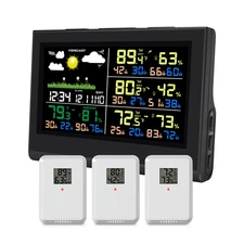 Smart Wireless Weather Station with 3 Sensors Large Color Display Indoor Outdoor