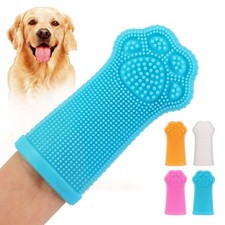 Caxlis 4-Pack Silicone Dog Finger Toothbrush, 360  Dog Tooth Brushing Kit, Hi...