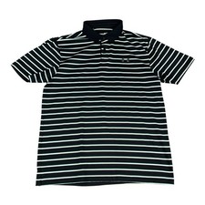 Under Armour Golf Polo Shirt, HeatGear Loose Fit, Black Stripes, Men's Medium