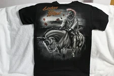 INDIAN BRAVE ON HORSE LISTEN TO THE WIND NATIVE AMERICAN T-SHIRT SHIRT