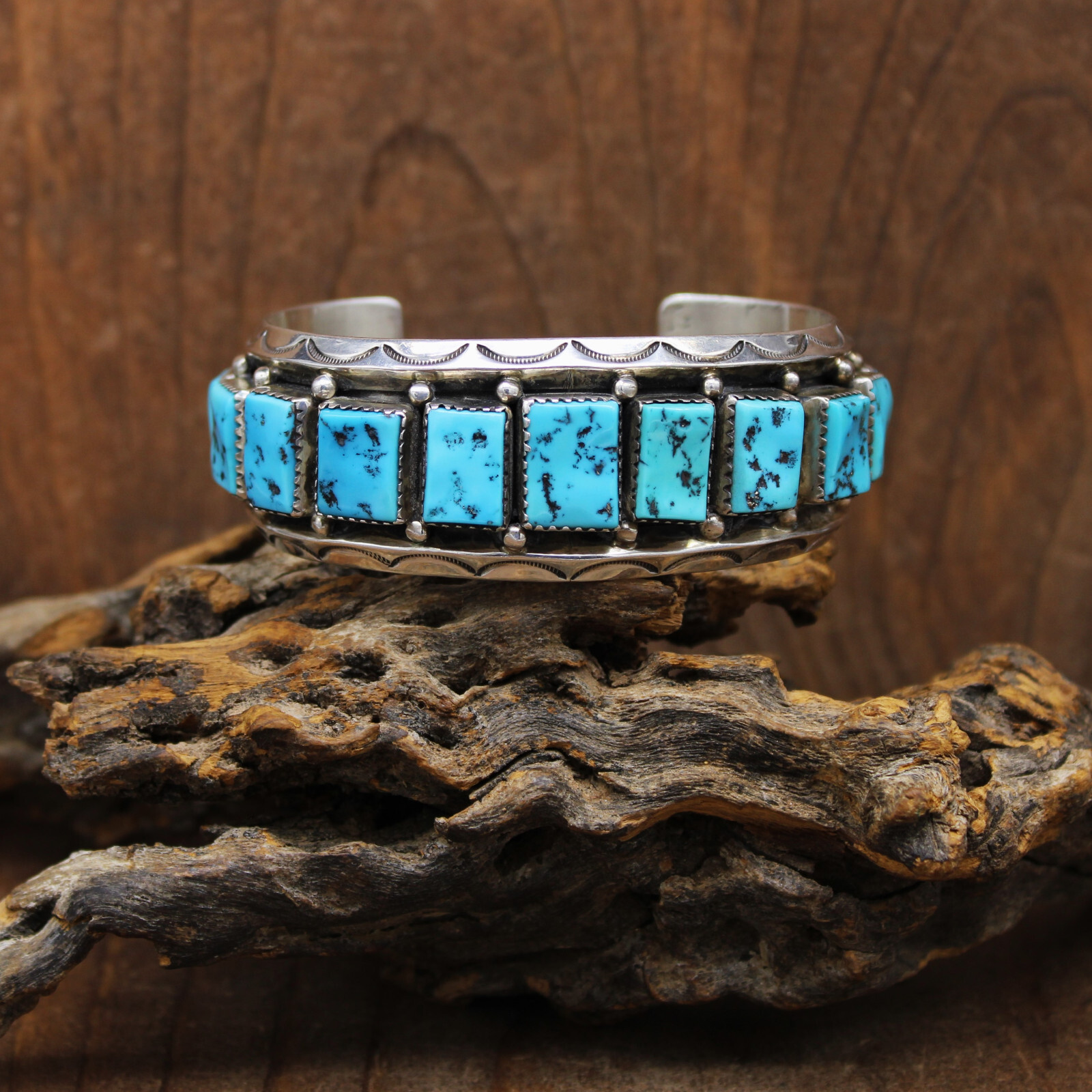 Vintage Sterling Silver and Rectangular Turquoise… - image 1