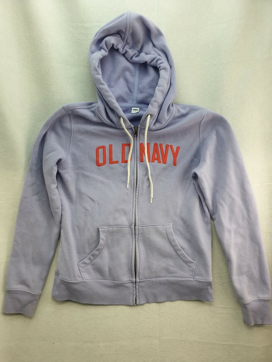 Old Navy Womens Full Zip Hoodie Purple W/ Red Logo Size Small Cotton Blend