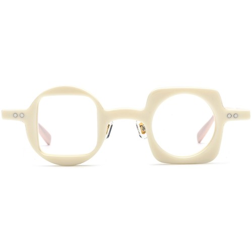 Gafas de acetato medio redondas medio cuadradas unisex marco geométrico duro lentes estrechas - Imagen 22 de 27