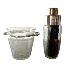 SHAKER Design 50er 60er Cocktailshaker Glas Craquelé Eiseimer SET