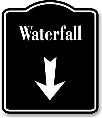 Waterfall Down Arrow BLACK Aluminum Composite Sign