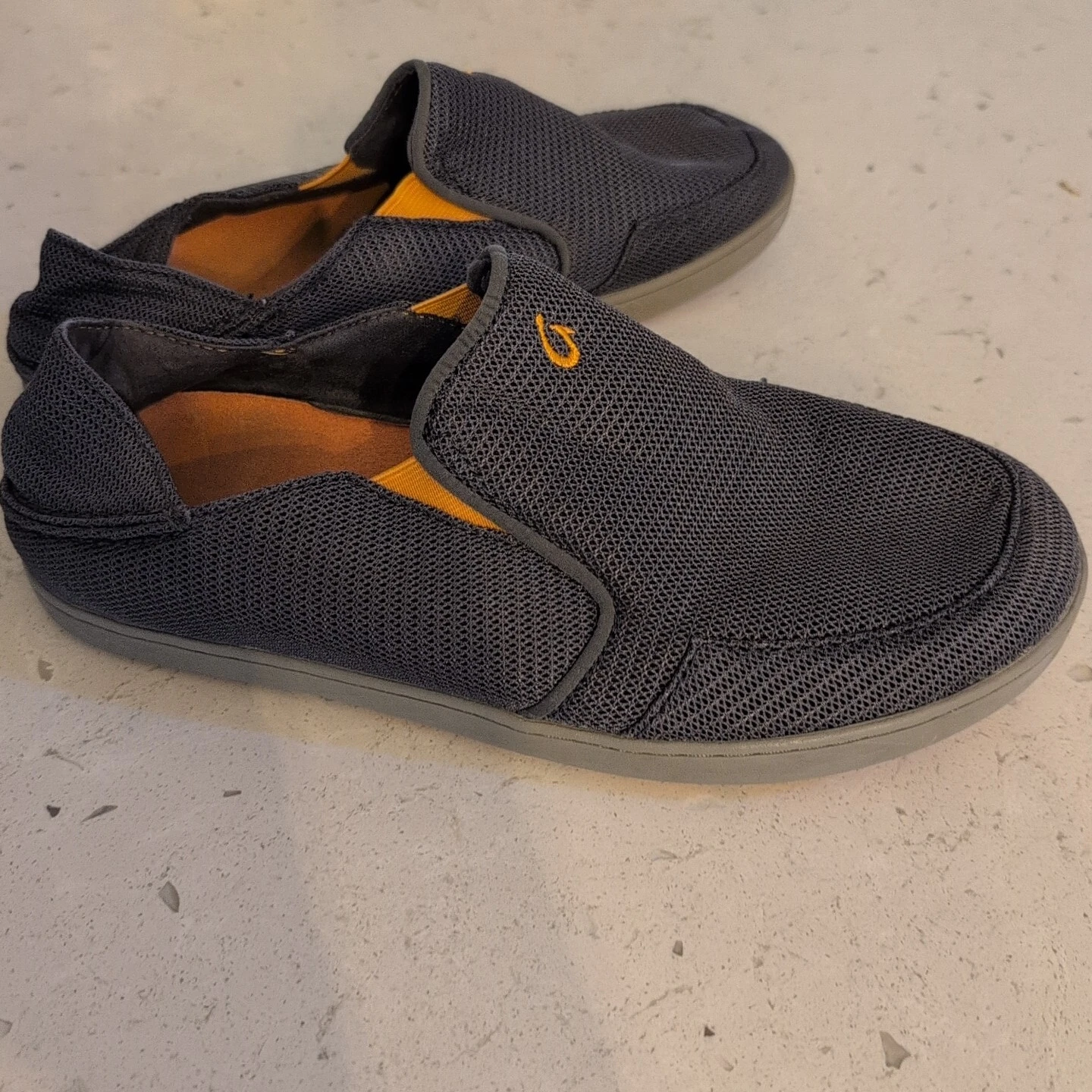 Olukai Mens 9.5 Gray Mesh Classic Loafer Comfort Casual Slip On Driving Shoe