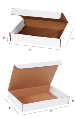 Combo 250 pcs 7x4X1 and 250 pcs 6x4x1 White Corrugated Carton Cardboard  Boxes