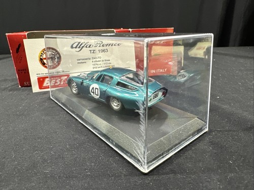 Best 1/43 Scale Model Car 9068 - Alfa Romeo TZ 1 Le Mans '64 Diecast Turquoise - Picture 22 of 24