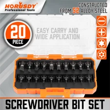 20pc Security Torx Bit Set TamperProof Star Impact Grade S2 T4-T40 PH1,2 SL4.5,7