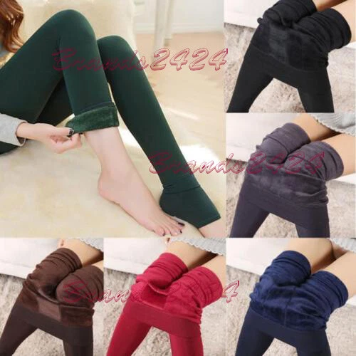 NEW WOMEN LADIES THICK WARM WINTER THERMAL FLEECE LINING LEGGINGS UK SIZE  08-18