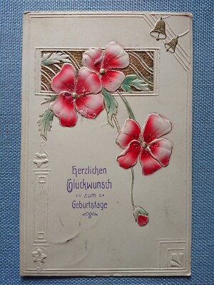 old postcard postcard happy birthday embossed 1910