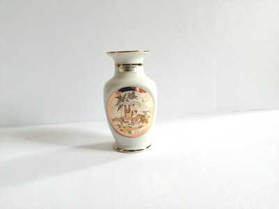 Minimalistische Vintage Chokin Art 24 kt Gold vergoldet kleine Vase Japan Porzellan