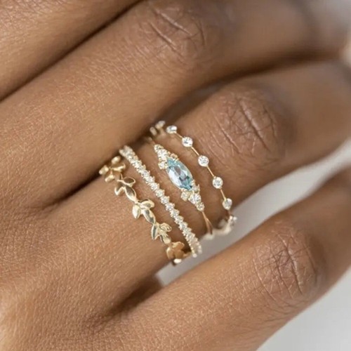 Dainty 4 Layer Stacking Ring Set D14 | eBay