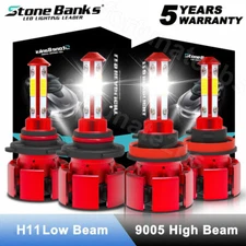 4x 9005+H11 Combo LED Headlight High Low Beam Bulbs Kit Super White Bright Lamps