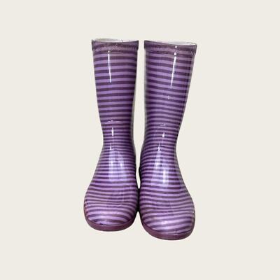 UGG size 6 Raana purple and black striped Rain boots