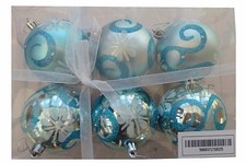 Large blue and silver baubles (8cm) - 6 pack