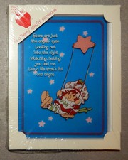 Strawberry Shortcake Picture w/ Wood Frame 1979 8"x6" Stars are Angels eyes...