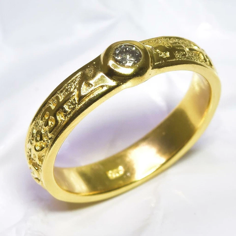 Anillo EE. UU. Talla 6 Oro Vermeil Plata de Ley Genuino Natural 0.08ct Diamante 2.90g Foto 2 de 4