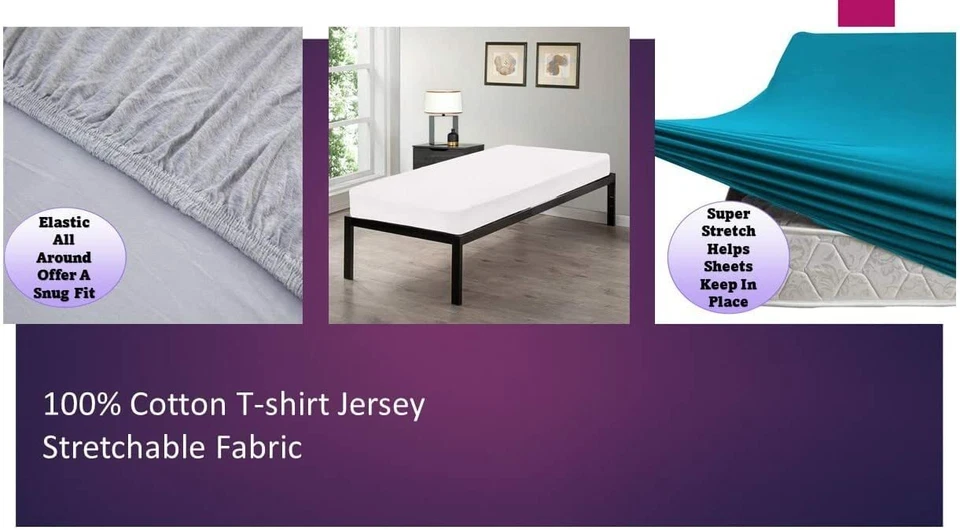 Campamento de algodón tejido 100 % jersey 2 piezas Juego de sábanas, 1 sábana bajera, 1 funda de almohada Foto 4 de 4