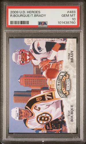 2009 Upper Deck Heroes #483 Ray Bourque/Tom Brady PSA 10 Pop 4 Low Pop