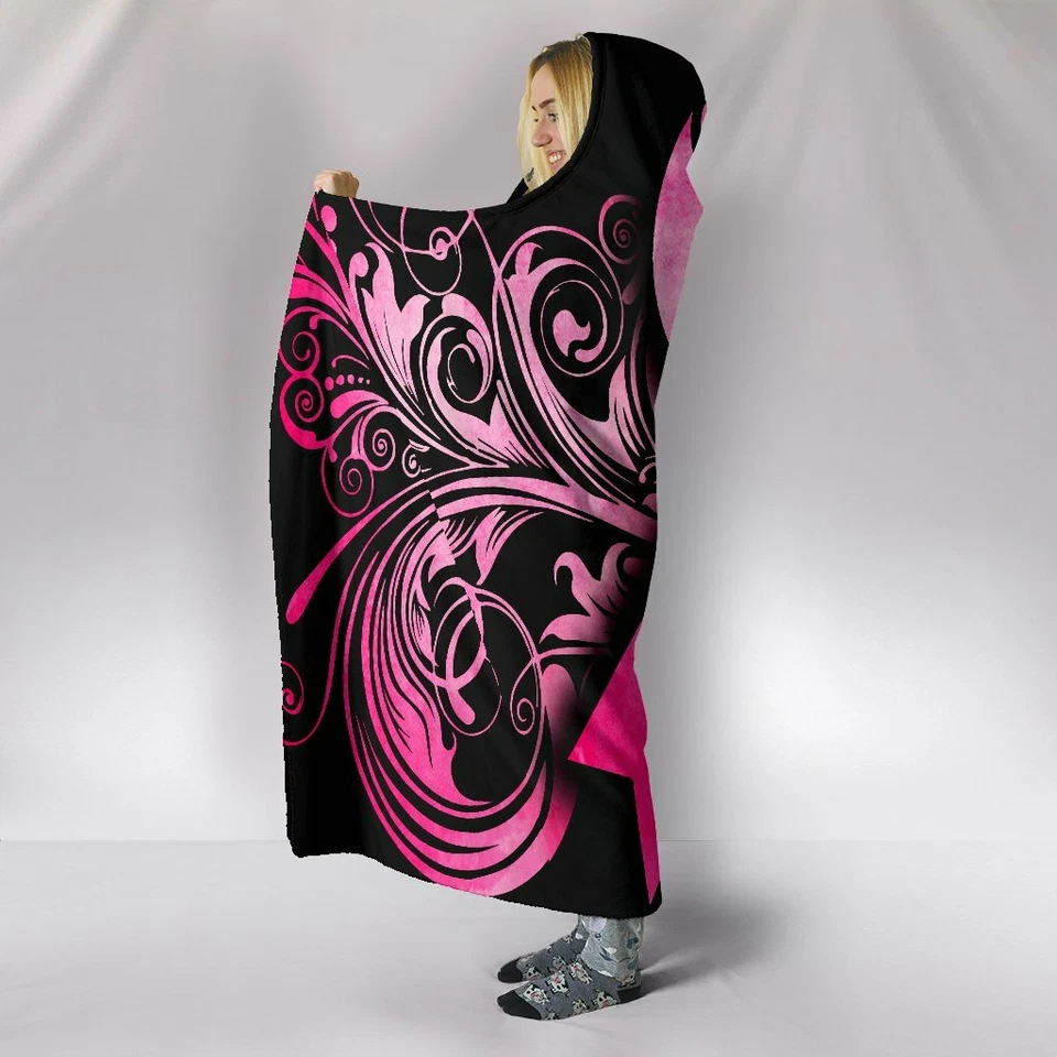Breast Cancer Awareness - Sherpa And Microfiber Blanket With Hood - Image 4 of 4