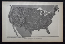 Antike Karte: Vereinigte Staaten von Amerika physische Merkmale, 1899