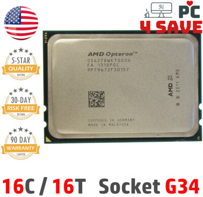 AMD Opteron 6278 (2.4~3.3 GHz) 16-Core 16MB Socket G34 Server CPU OS6278WKTGGGU