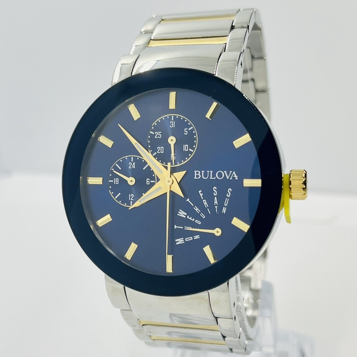 Bulova Men's Futuro Stainless Steel Two Tone Blue Dial 40mm Watch