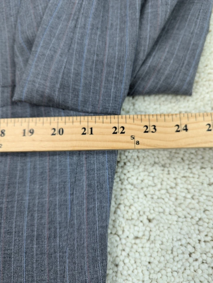 Terno Sansabelt Masculino 42R 38x28 Lã Listrada Cinza Vintage 2 Peças União EUA 42 - Imagem 4 de 4